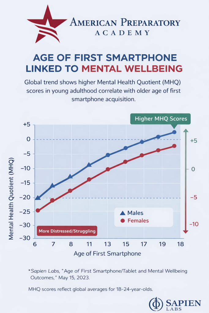 Age of 1st smart device linked mental wellbeing Vertical