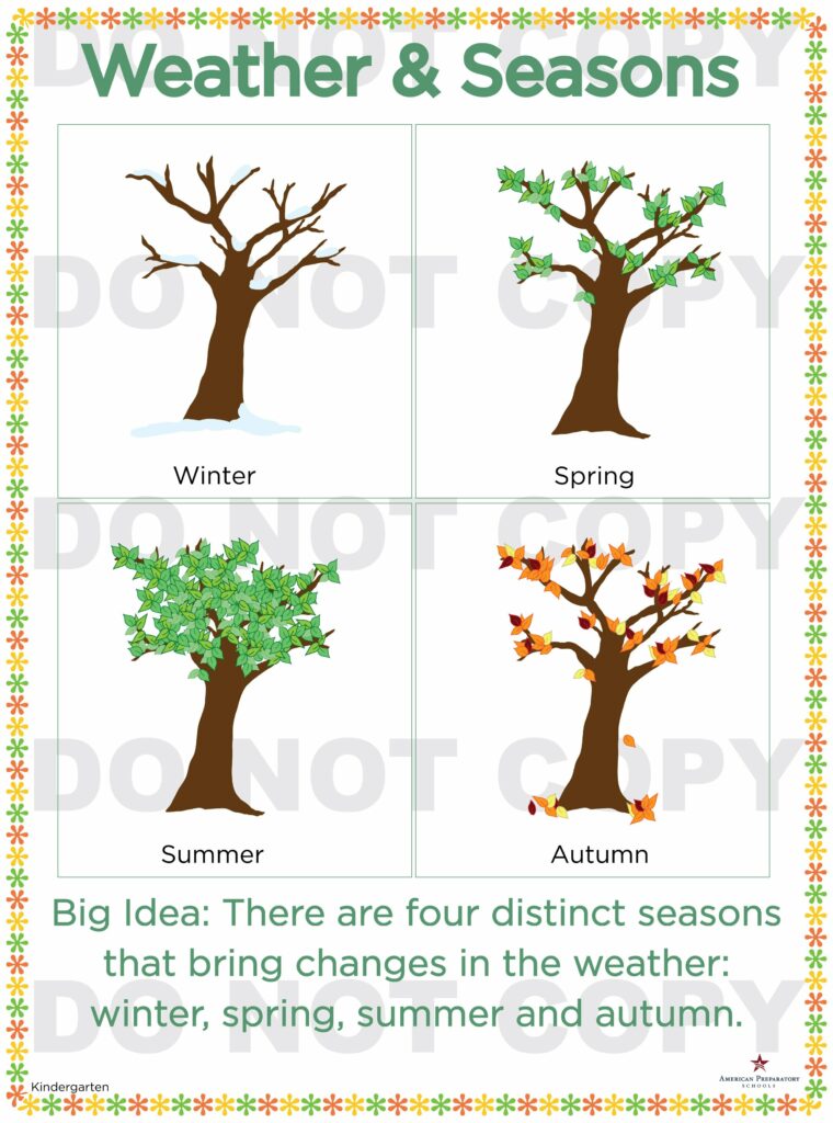 weather and seasons kindergarten american preparatory seasons of the year