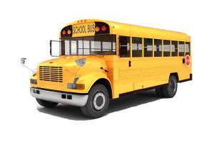 3d school bus on white background