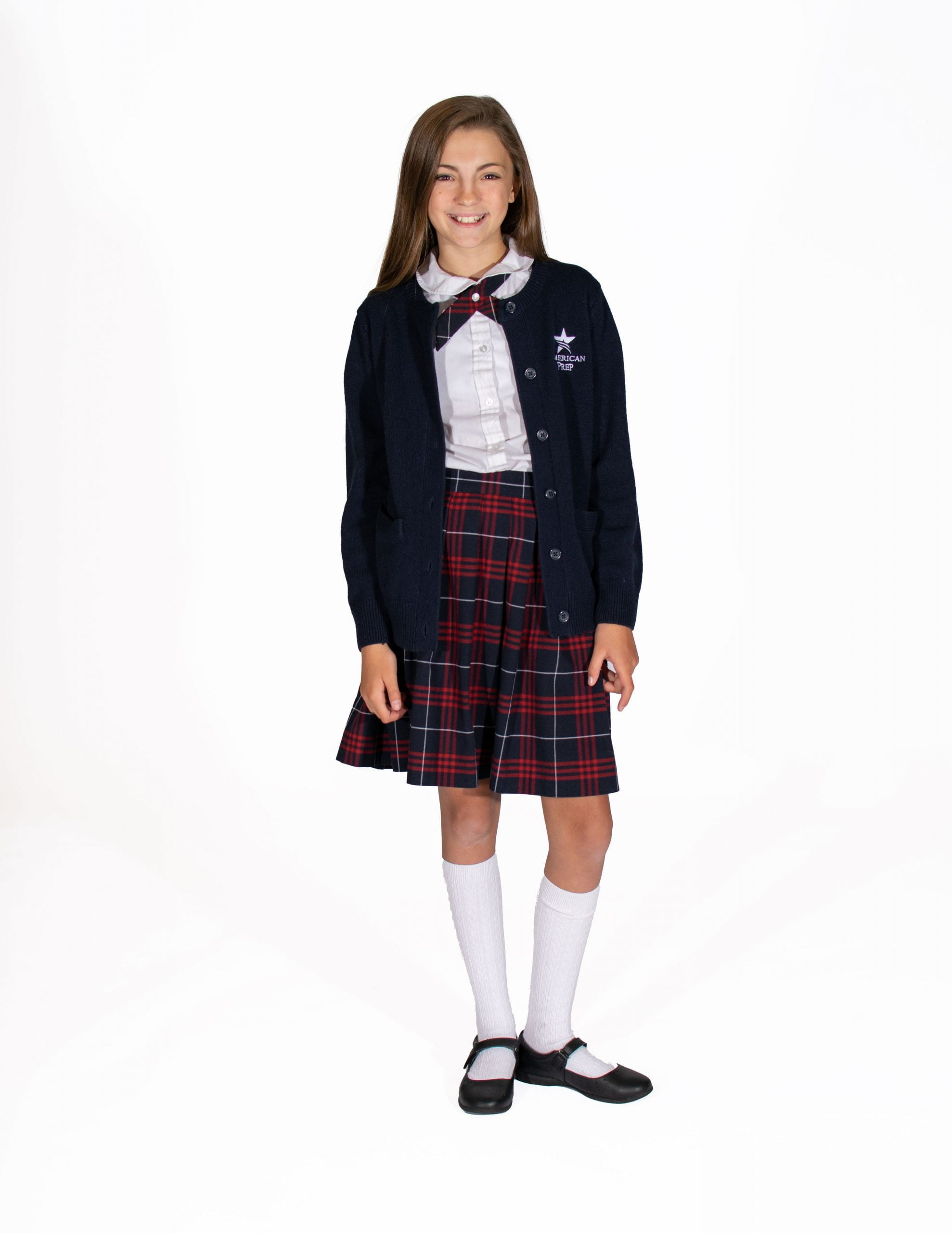 School Uniform Girls Long Sleeve Ruffled Peter Pan Collar Knit
