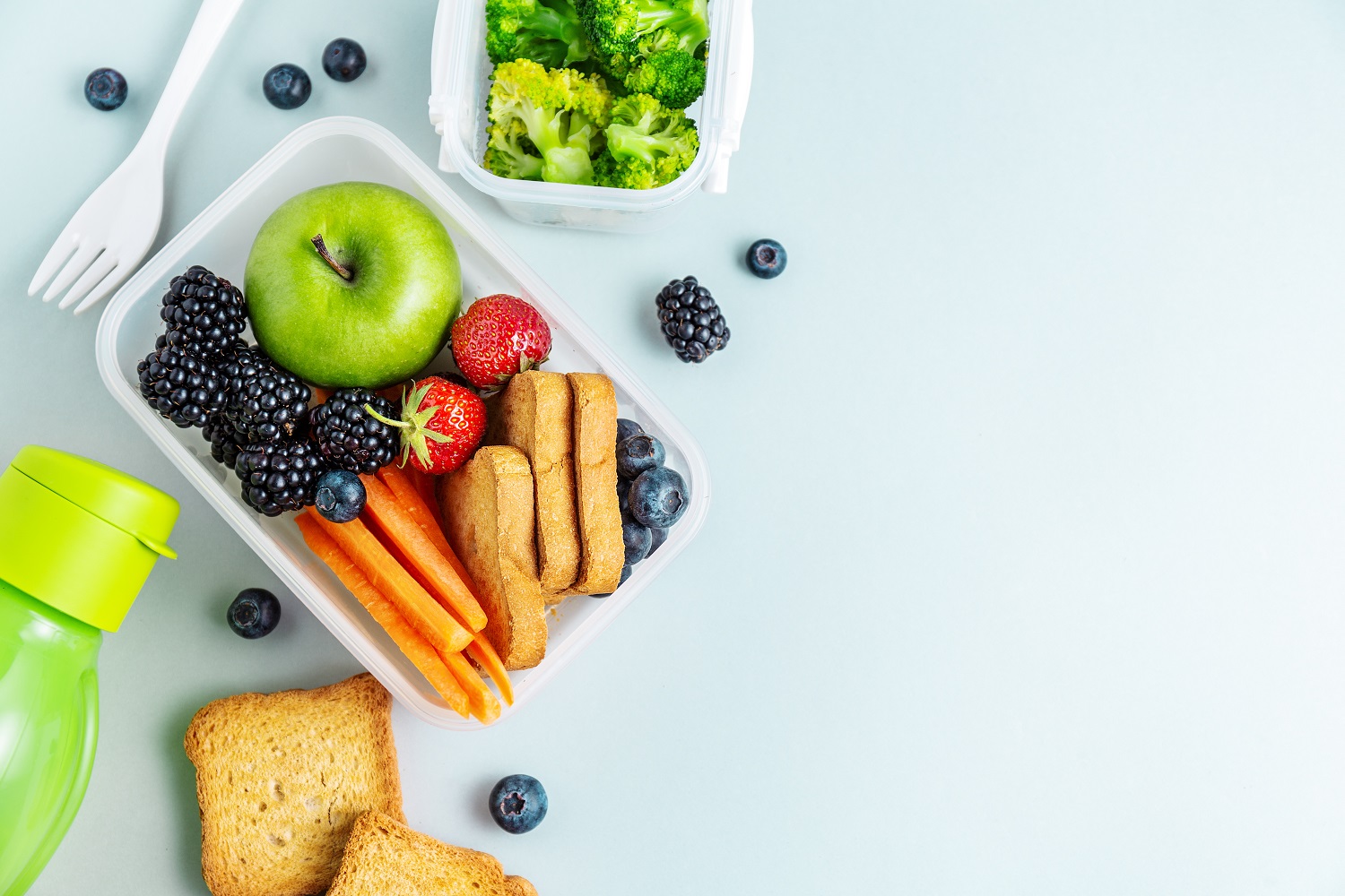 Healthy lunch to go packed in lunch box