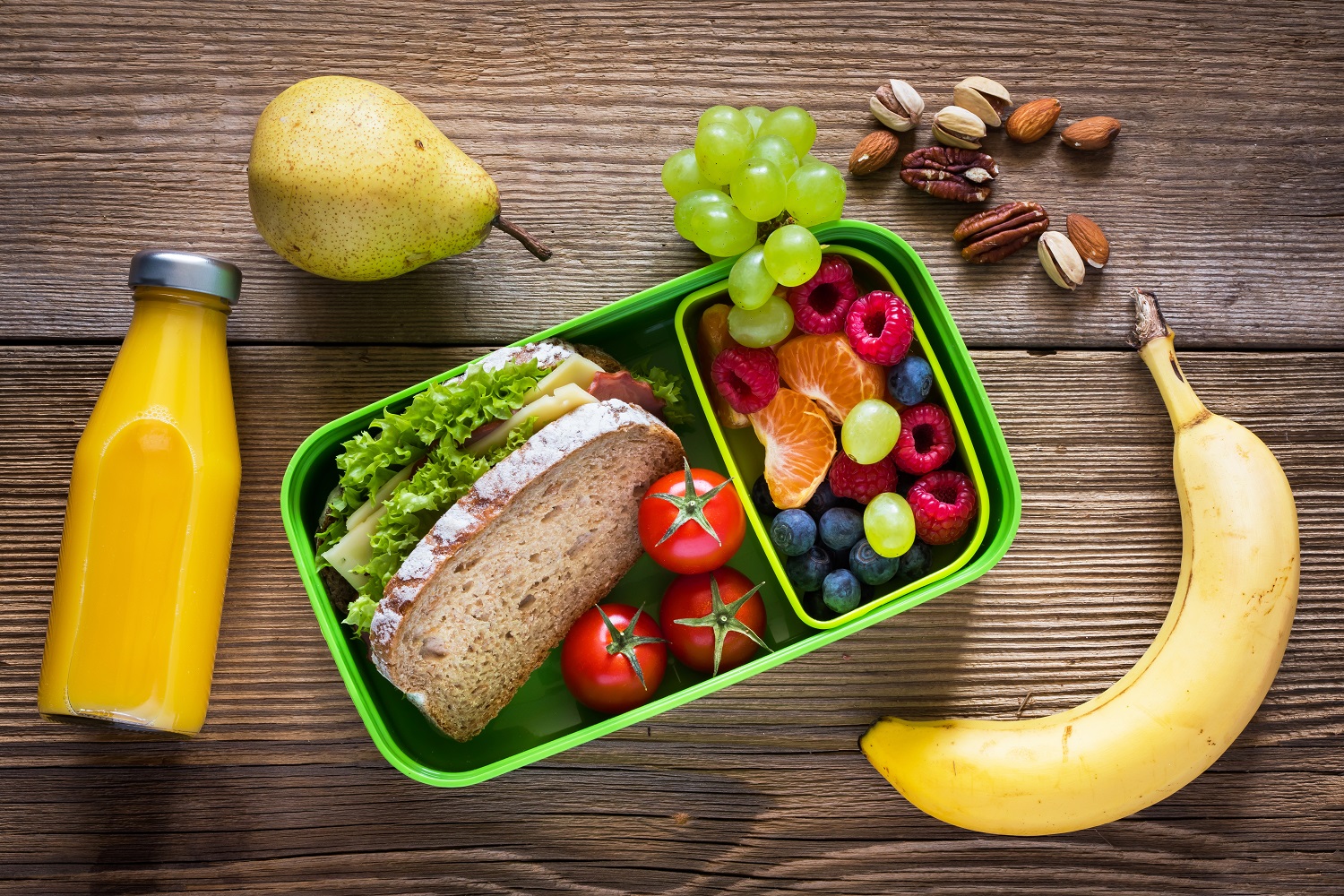 Lunch box with sandwich